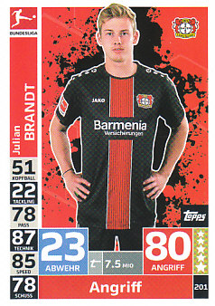 Julian Brandt Bayer 04 Leverkusen 2018/19 Topps MA Bundesliga #201